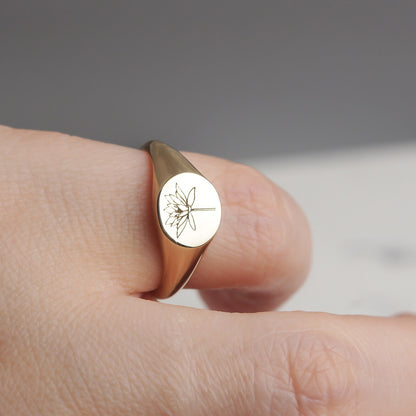 Gold and Silver Birth Flower Minimalist Ring