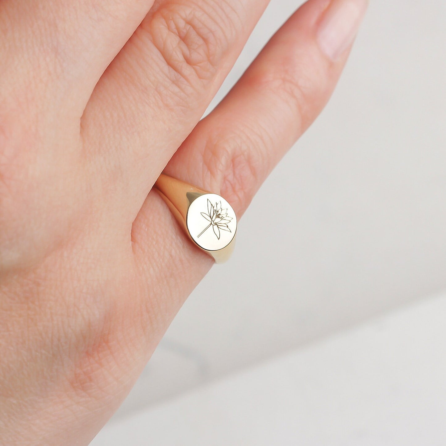 Gold and Silver Birth Flower Minimalist Ring