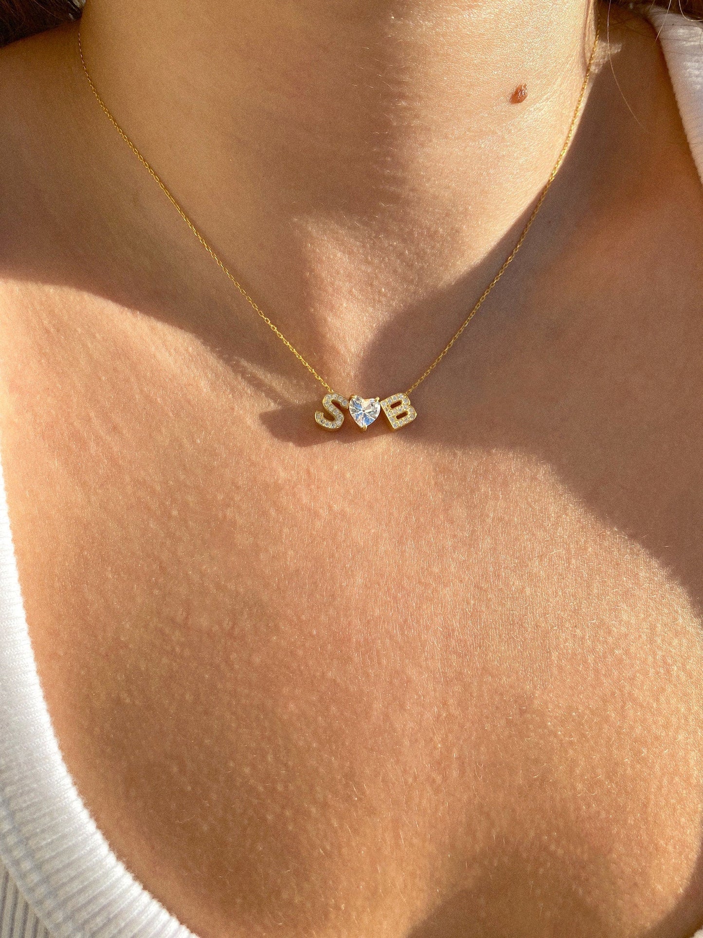 Personalized Sparkling Gem Initial Necklace