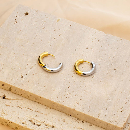 Gold Plated Two-Toned Hoop Earrings