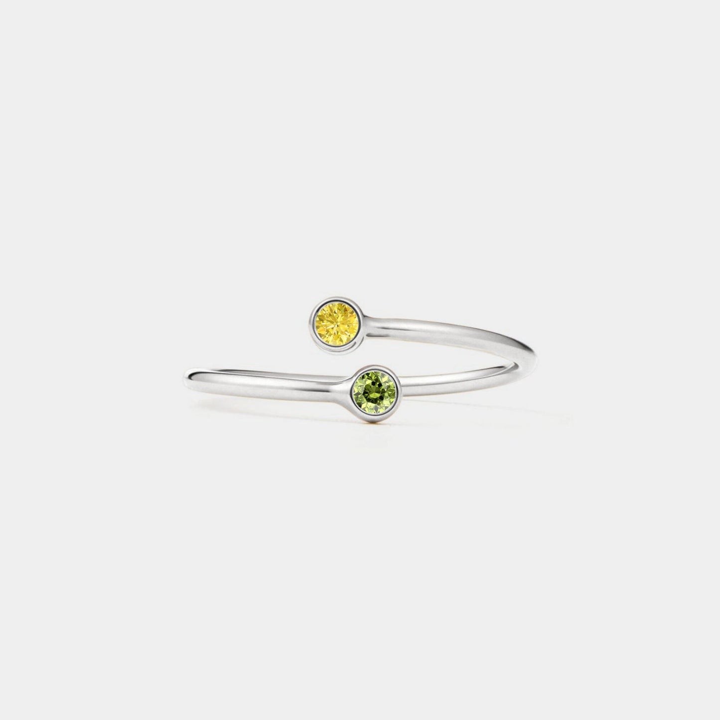 Custom Birthstone Bypass Ring in Gold and Silver