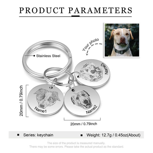 Personalized Engraved Pet Portrait Keychain