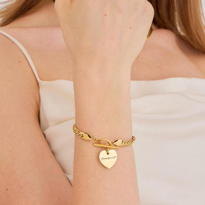 Personalized Gold Heart Pendant Bracelet