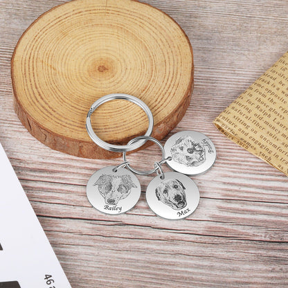 Personalized Engraved Pet Portrait Keychain