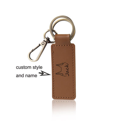 Personalized Leather Dog Ear Keyring