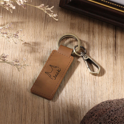 Personalized Leather Dog Ear Keyring