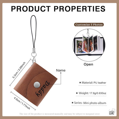 Custom Leather Photo Keychain for 5-10 Photos