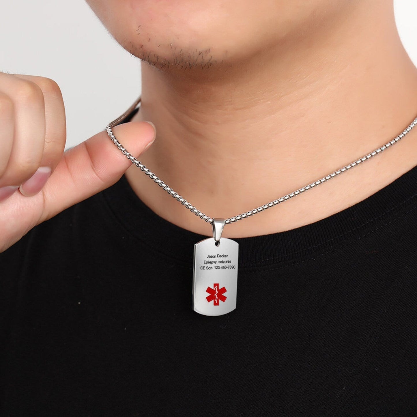 Personalized Stainless Steel Medical Alert Necklace