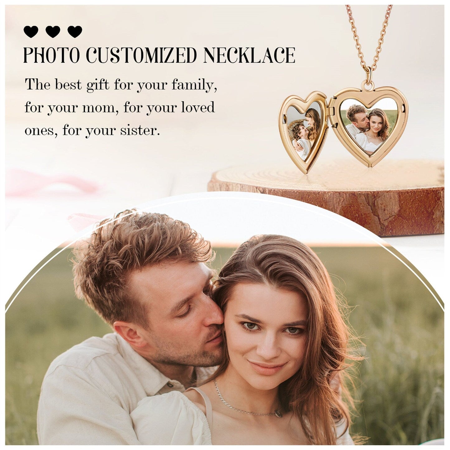 Custom Engraved Stainless Steel Heart Locket Necklace