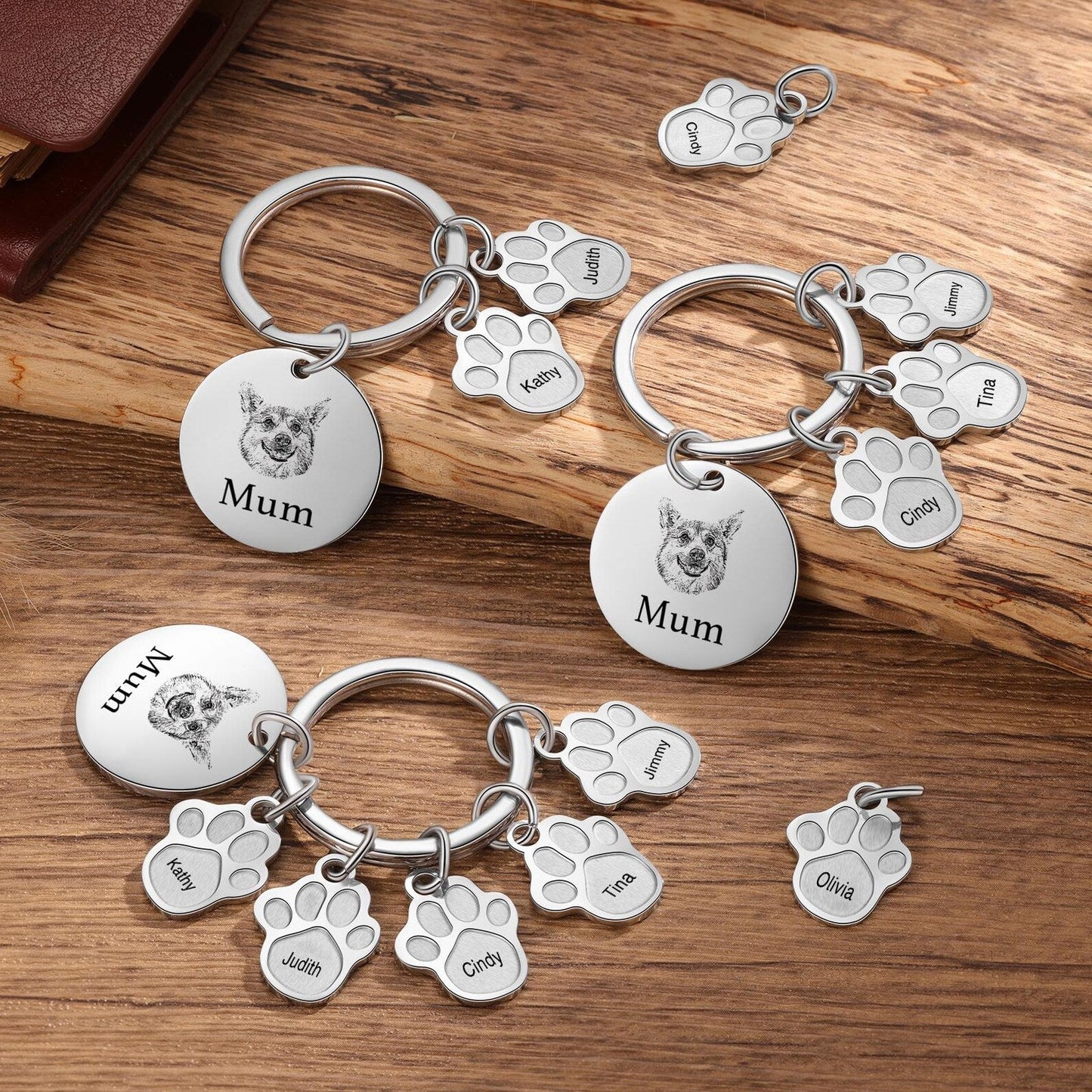 Personalized Pet Photo Paw Keychain