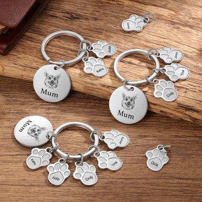 Personalized Pet Photo Paw Keychain