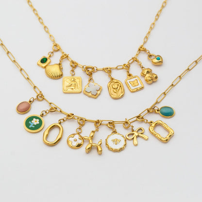 Customizable 18k Gold Plated Charms Necklace