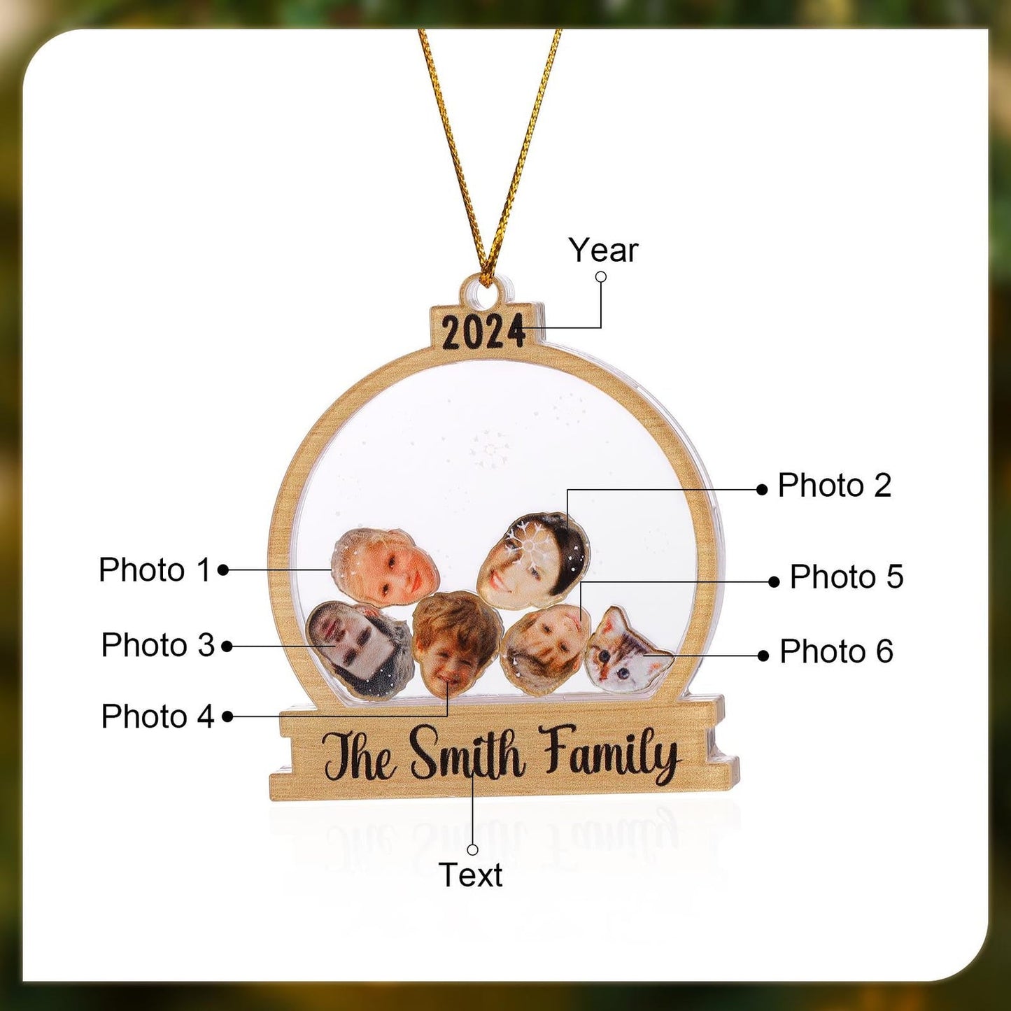 Personalized 4D Family Photo Ornament