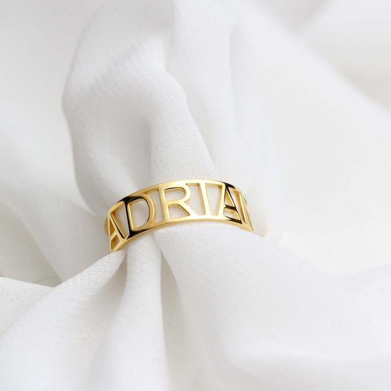 Dainty Silver Personalized Name Ring Design