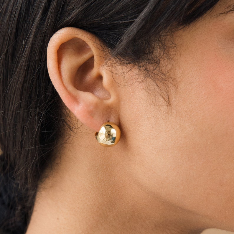 Gold Chunky Ball Huggie Earrings