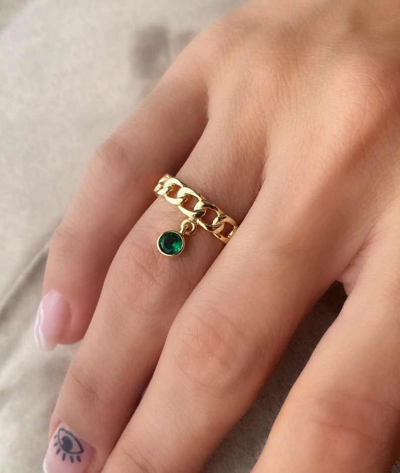 Personalized Gold and Silver Birthstone Ring