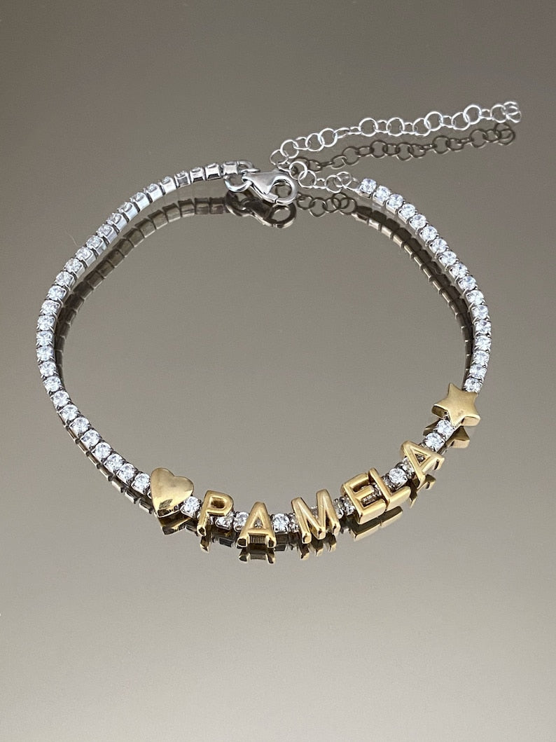 Personalized Sterling Silver Tennis Bracelet