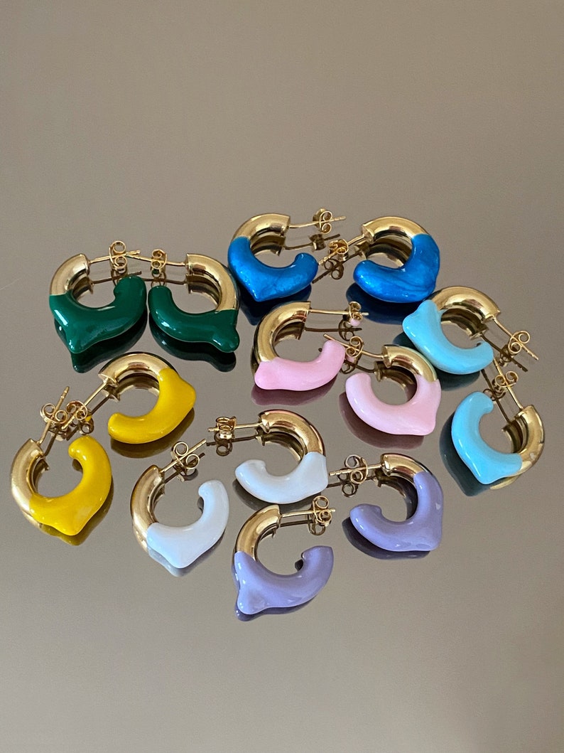 Colorful Enamel Sterling Silver Earrings