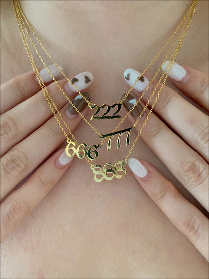 Personalized 14K Gold Angel Number Necklace