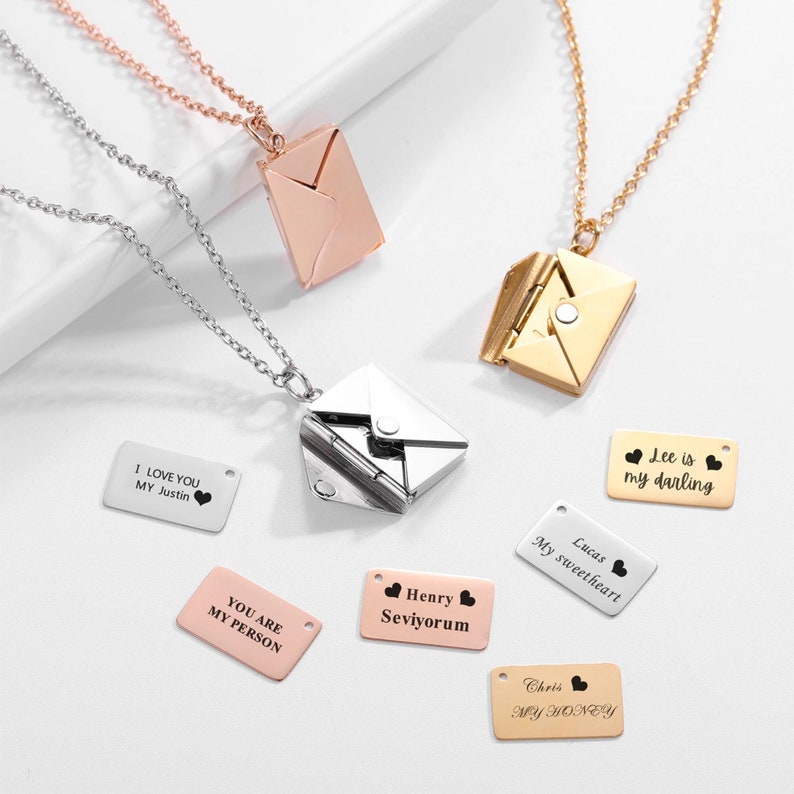 Personalized Letter Envelope Pendant Necklace