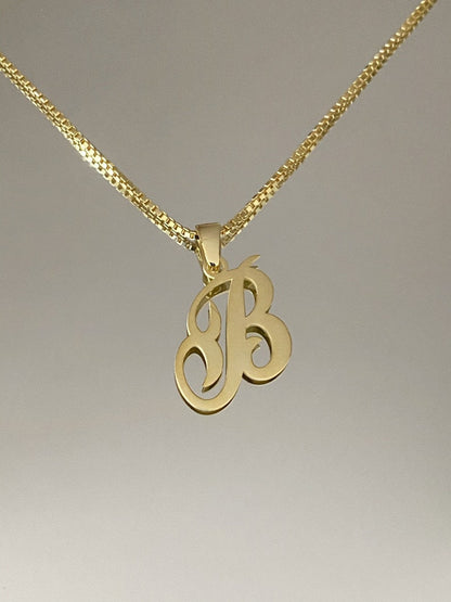 Personalized Gold Initial Necklace with Box Chain