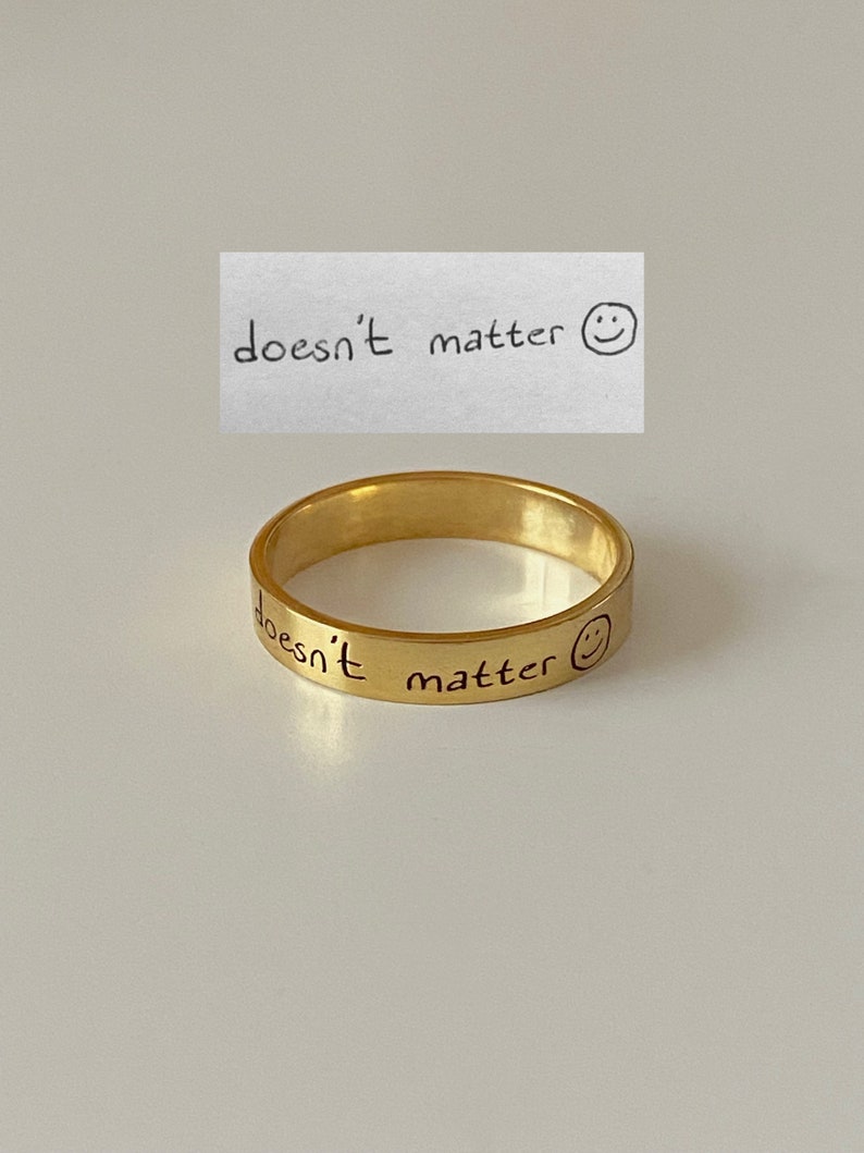 Personalized Handwriting Engraved Ring in 14k Gold