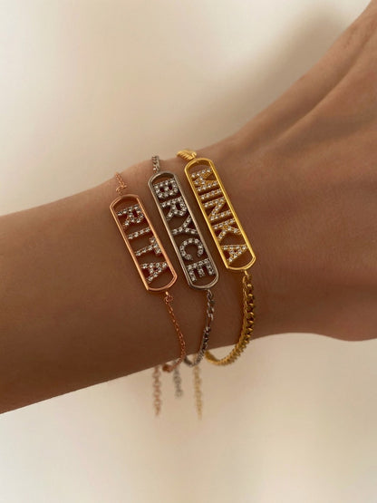 Personalized 14k Gold Crystal Name Bracelet