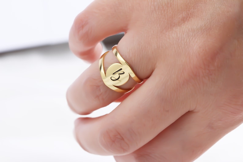 Custom Gold Initial Ring in Sterling Silver and Rose Gold