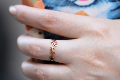 Personalized Rose Gold Birth Flower Ring