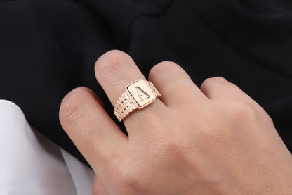 Sterling Silver Rose Gold Initial Letter Ring