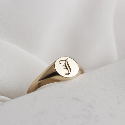 Personalized Gothic Silver Initial Signet Ring