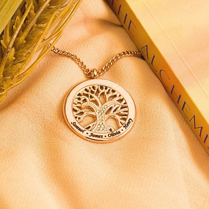 Personalized 18k Gold Plated Family Tree Necklace