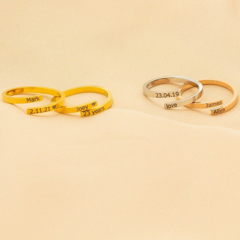 Personalized Adjustable Double Name Ring