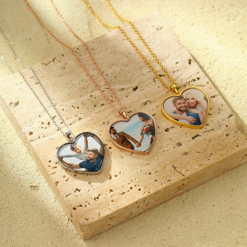 Custom Photo Heart Necklace