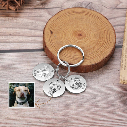 Personalized Engraved Pet Portrait Keychain