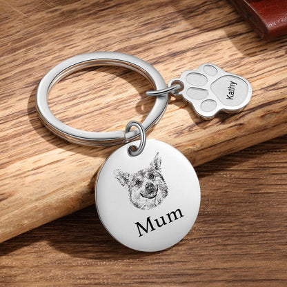 Personalized Pet Photo Paw Keychain