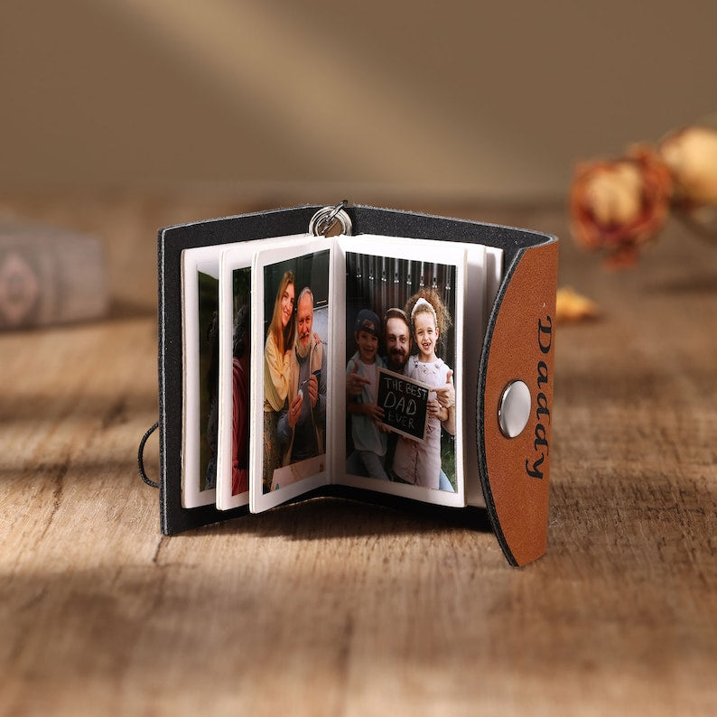 Custom Leather Photo Keychain for 5-10 Photos