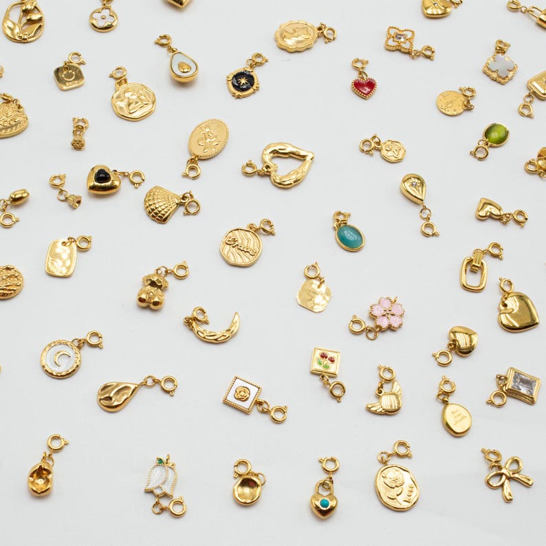 Customizable 18k Gold Plated Charms Necklace