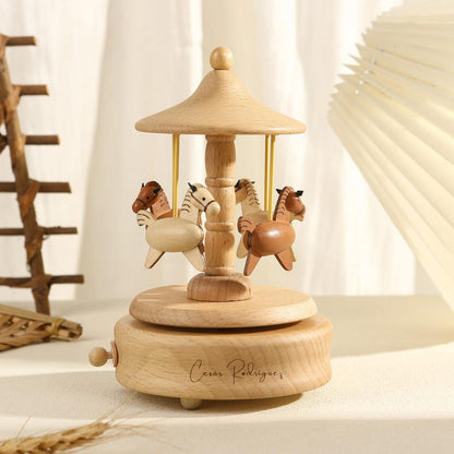 Personalized Wooden Carousel Music Box