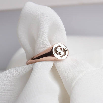 Custom Sterling Silver Zodiac Signet Ring