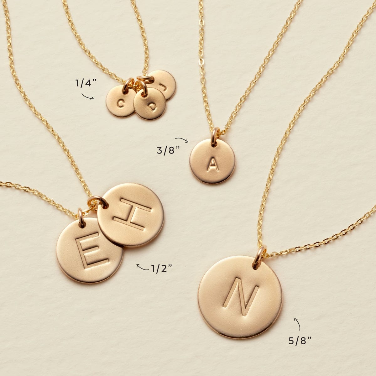 Personalized Initial Disc Necklace 1/2 Inch