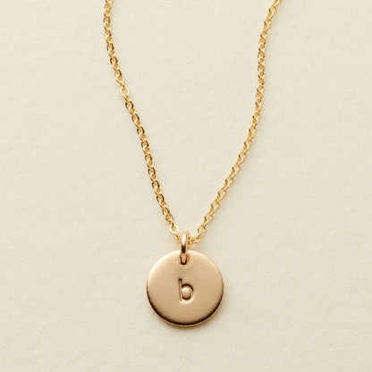 Personalized Initial Disc Necklace 3/8 Inch