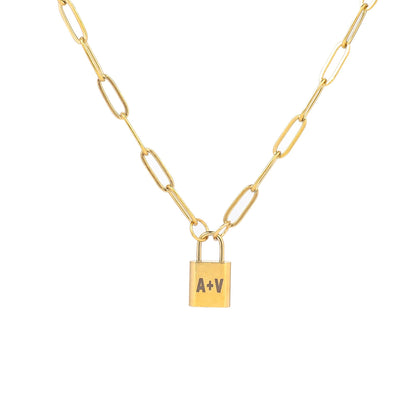 Personalized Initial Lock Pendant Necklace