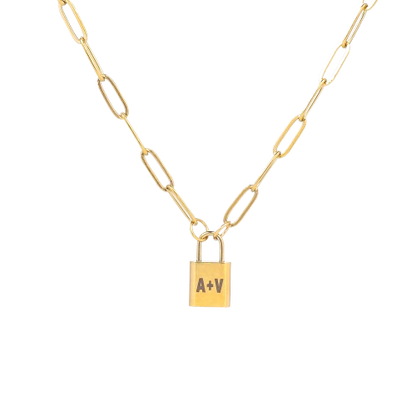 Personalized Initial Lock Pendant Necklace