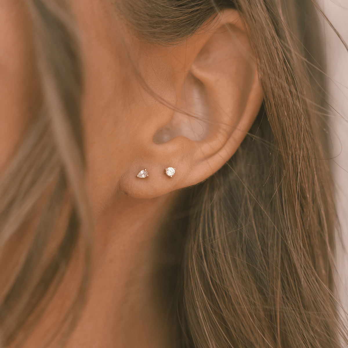 Three-Prong Stud Earrings