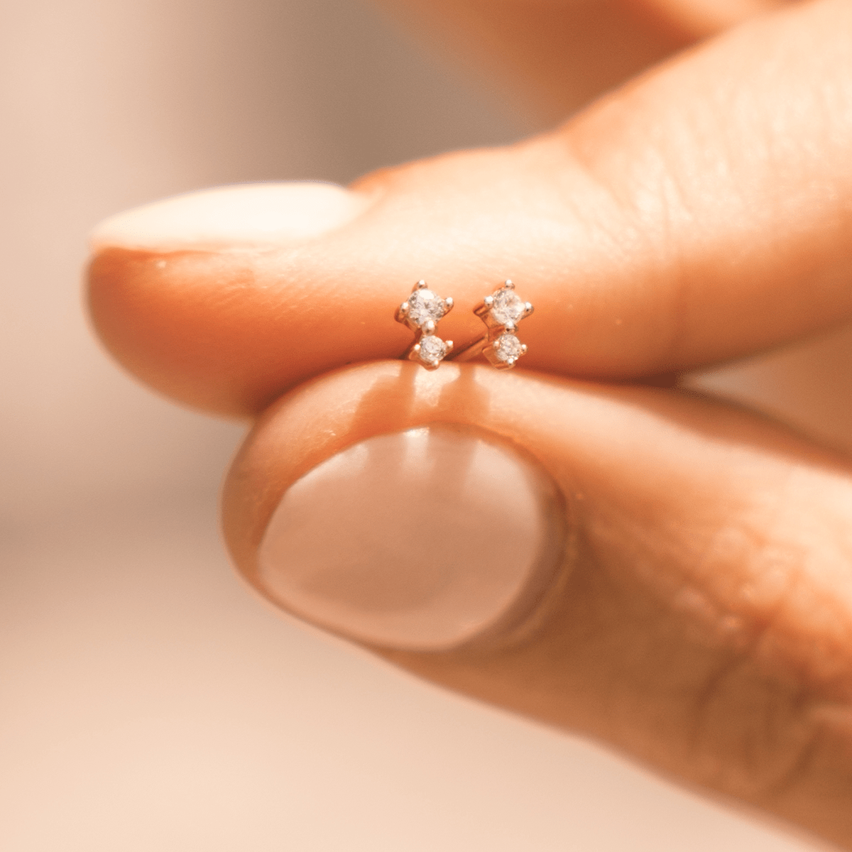 Double Stone Stud Earrings