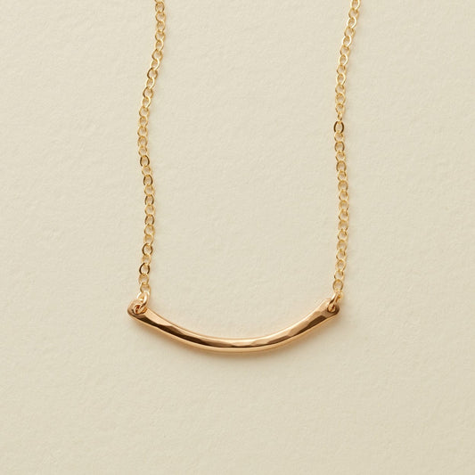 Hammered Crescent Bar Necklace