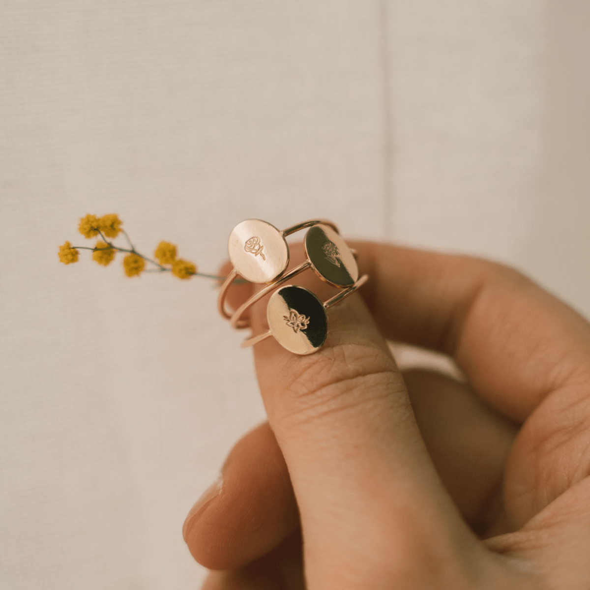 Personalized Oval Initial or Flower Ring