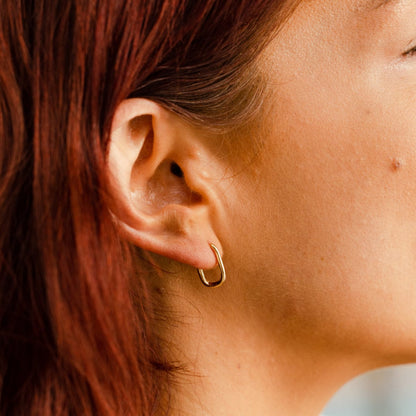 Paperclip Design Hoop Earrings