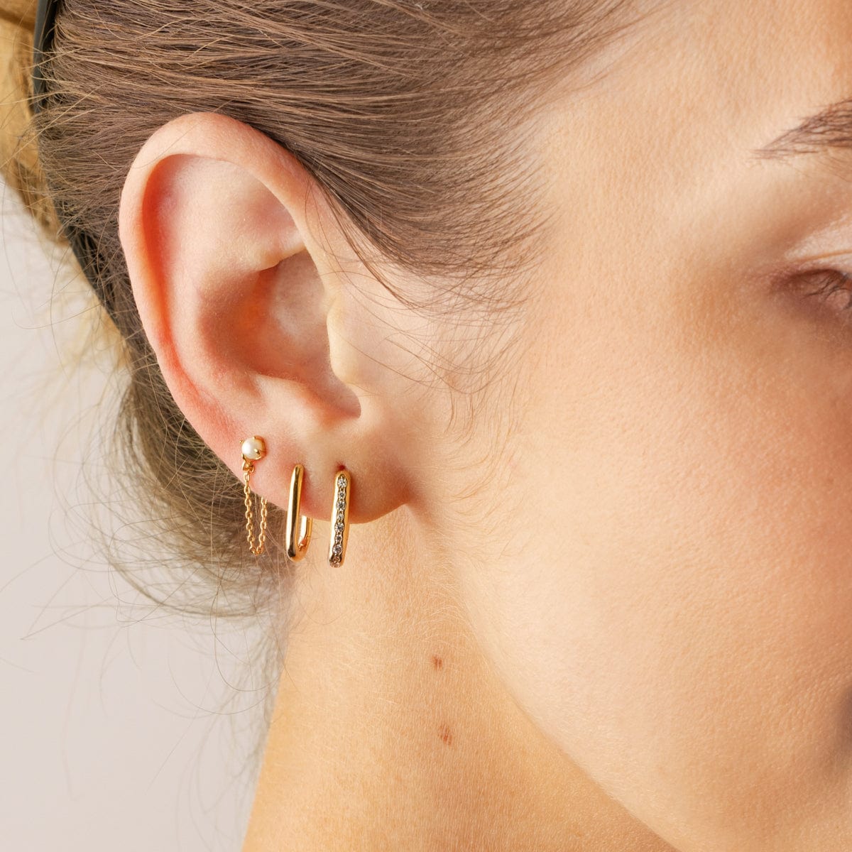 Paperclip Design Hoop Earrings